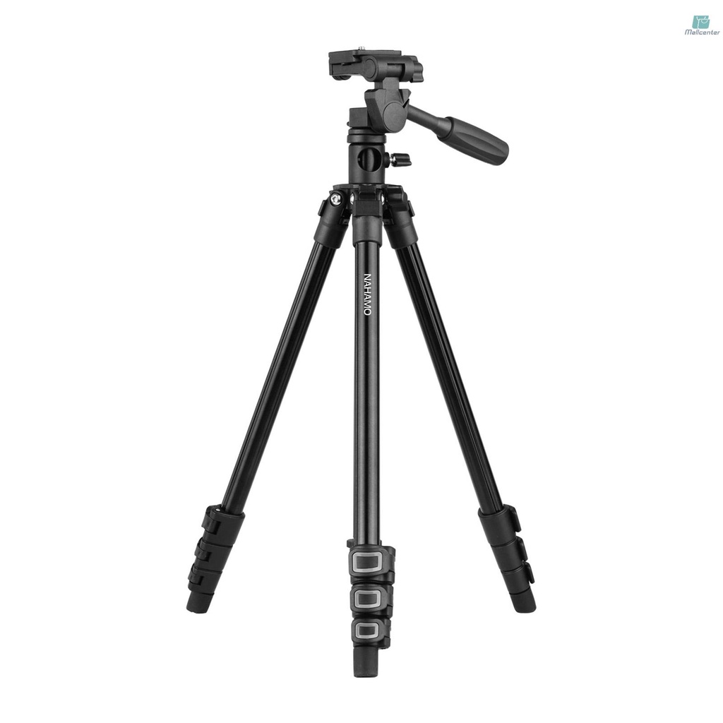 NAHAMO Q160HA Professional Video Tripod Horizontal Mount Heavy Duty Camera Tripod with 3-Way Pan &amp; Tilt Head for DSLR Cameras Camcorders Mini Projector Replacement for