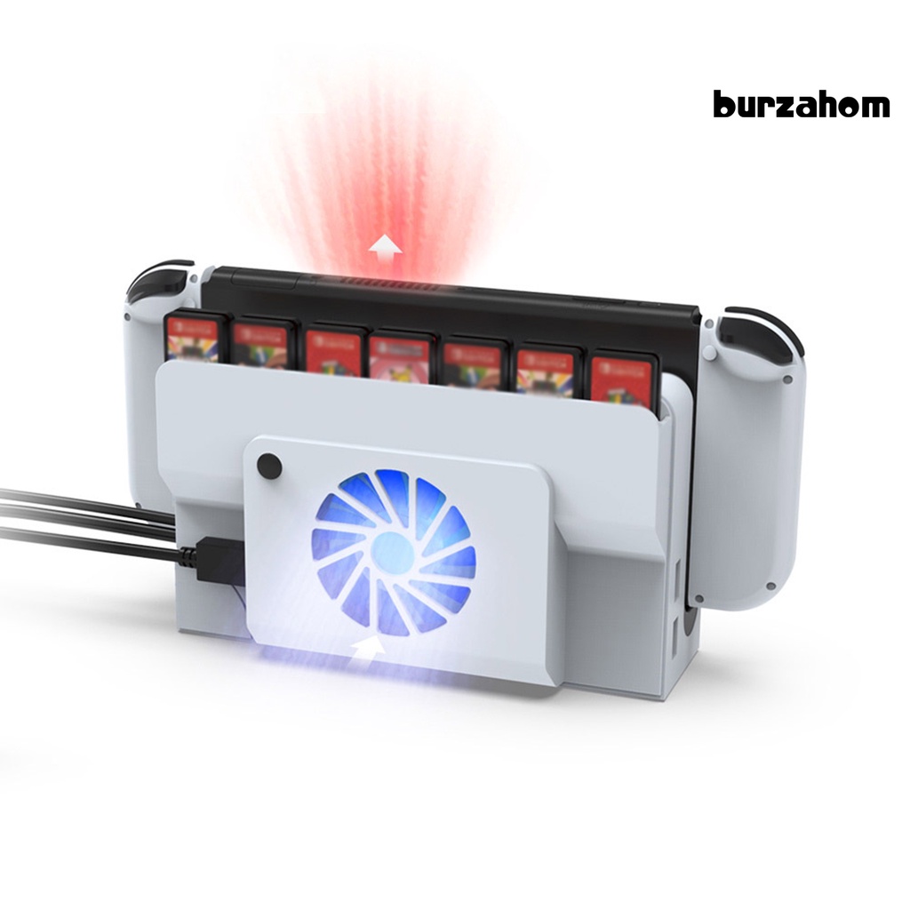 Bộ Đế Tản Nhiệt Kèm Quạt Tản Nhiệt Đèn LED Xanh Cho Máy Chơi Game Switch OLED