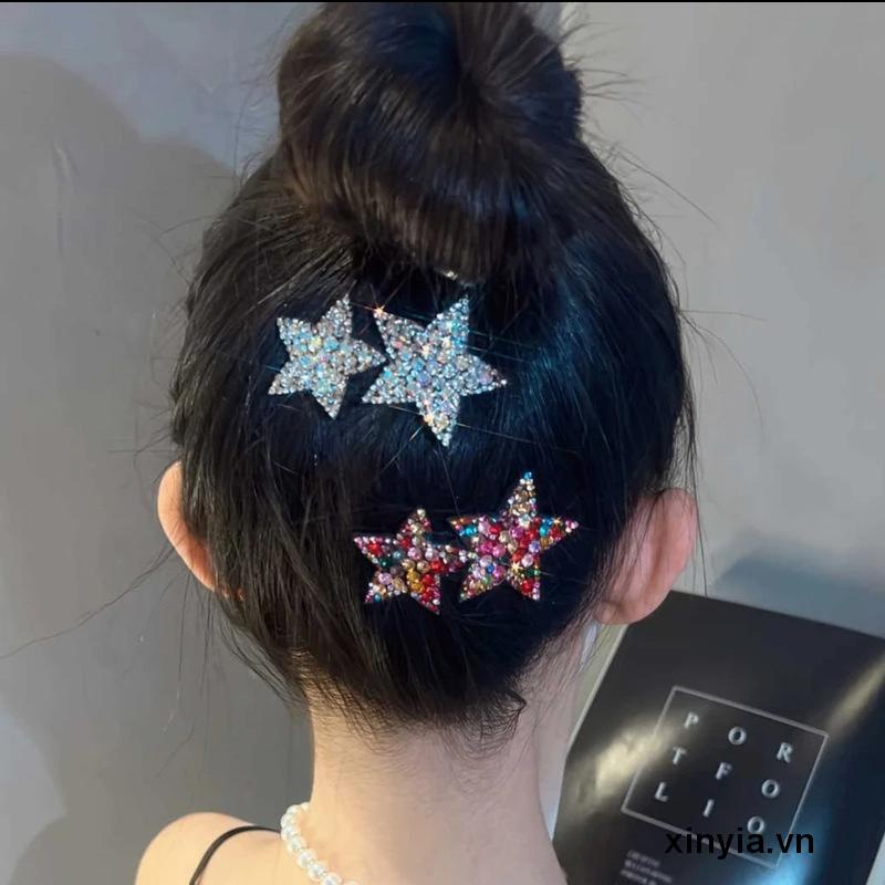 Kẹp Tóc Hình Ngôi Sao Năm Cánh Đính Đá Dễ Thương Cho Nữ