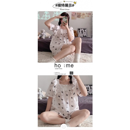 Champray Bộ Đồ Ngủ Ngắn Tay Phong Cách Công Chúa Ngọt Ngào Mùa Hè Cho Nữ