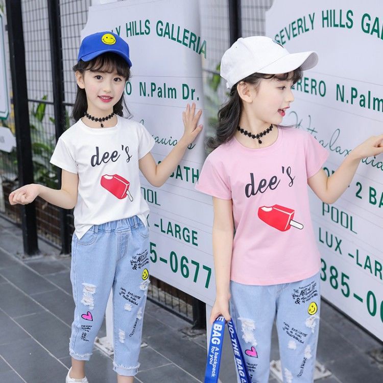 Quần Jeans Lửng Phong Cách Hàn Quốc Thời Trang Mùa Hè Dành Cho Bé Gái S7LI