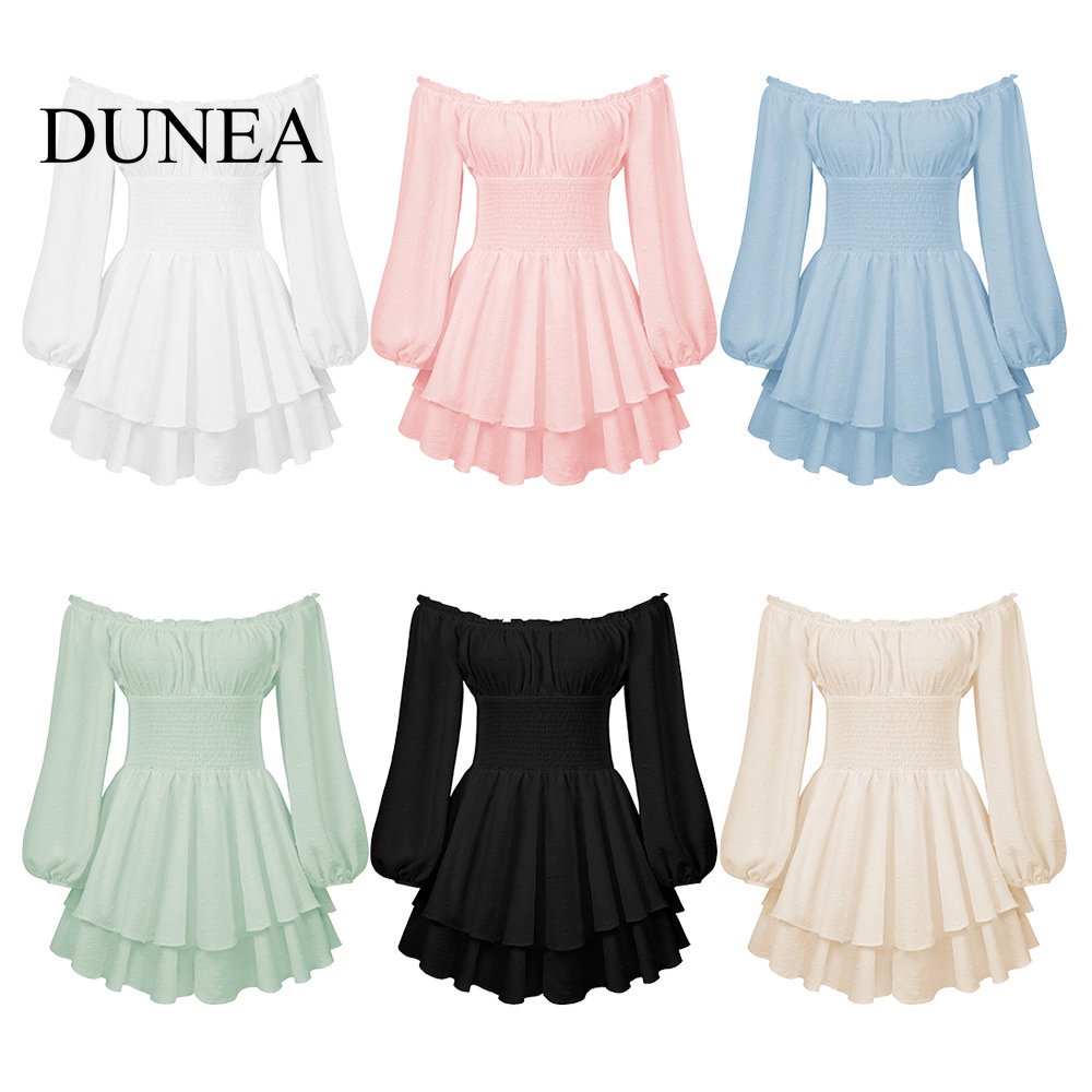 DUNEA Jumpsuit Peplum Trễ Vai Tay Dài Cho Nữ