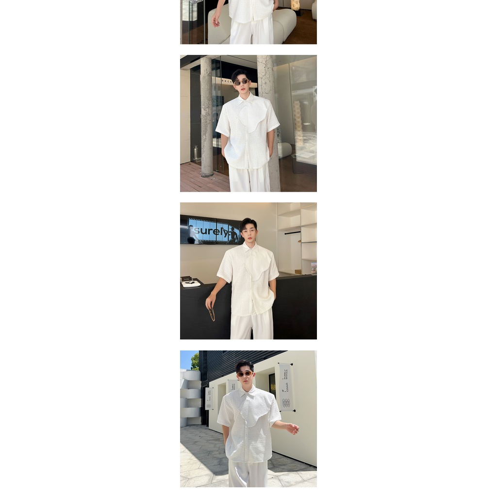 Áo Sơ Mi Tay Ngắn Phong Cách Đường Phố Hàn Quốc Thời Trang Mùa Hè Cho Nam