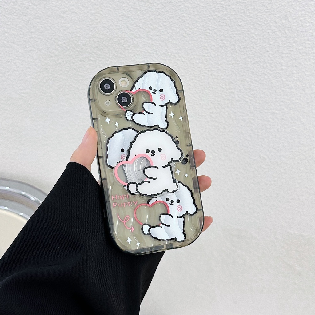 Ốp Điện Thoại TPU Silicone Mềm Trong Suốt Chống Sốc In Hình Chú Chó Dễ Thương Cho iPhone 13 12 11 Pro Max 14 Plus Đứng