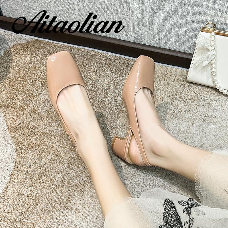 Xăng đan Cao Gót 6cm Da Mềm Mũi Nhọn Thời Trang Cho Nữ