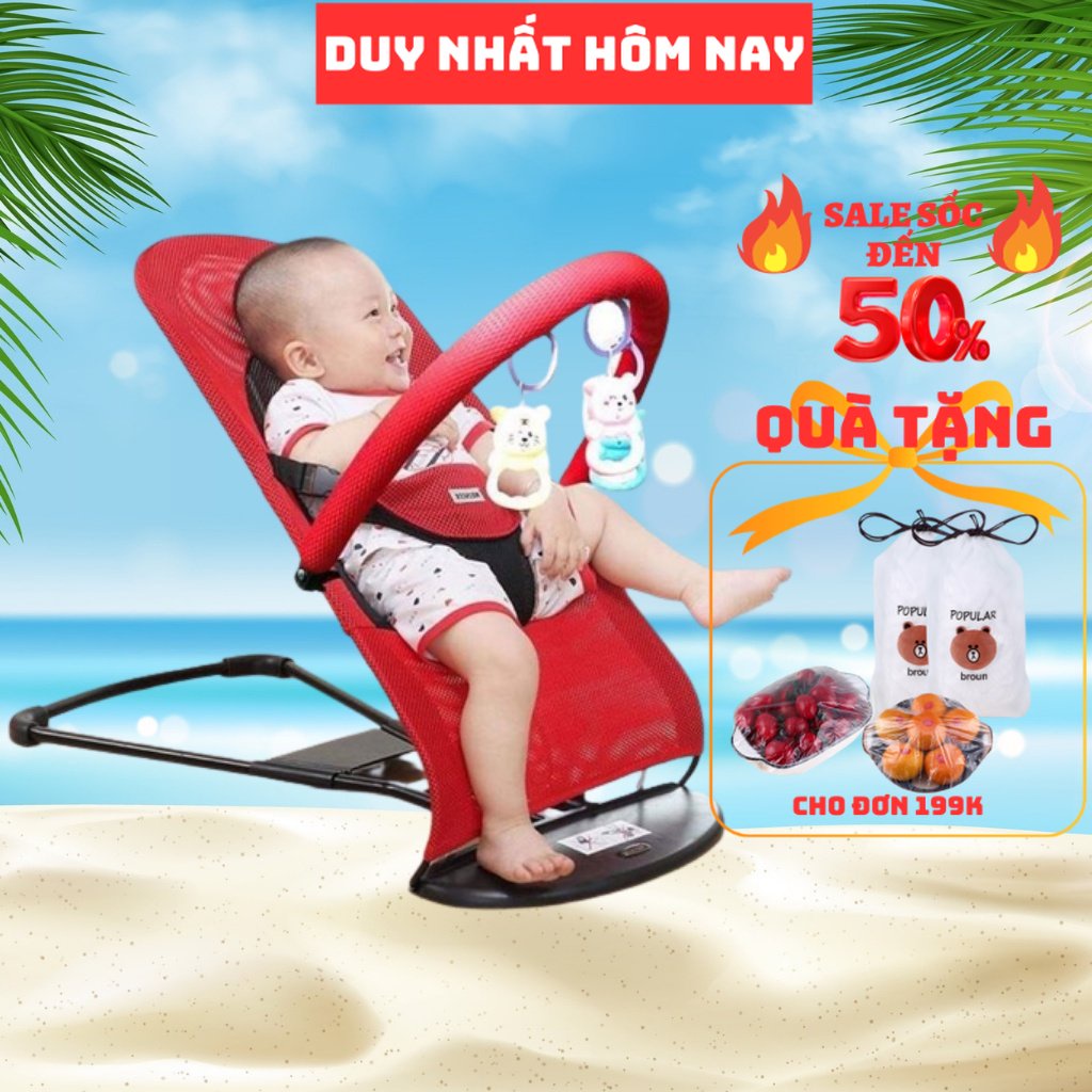 Ghế nhún tạo rung lưới thoáng khí gối đầu - ghế rung nhún đa năng cho bé nằm chơi , ngủ , uống sữa