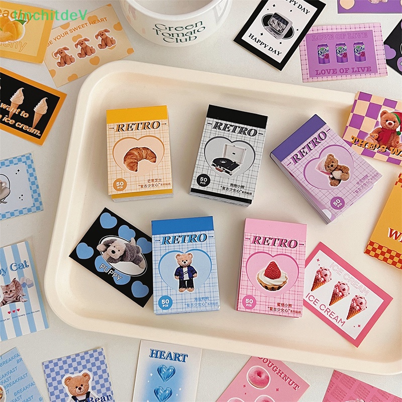 [TinchitdeV] Set 50 Tờ Nhãn Dán Trang Trí Sổ Tay Hình Gấu Dễ Thương DIY