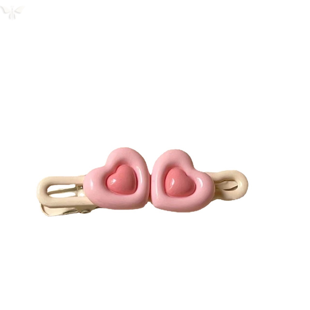 Kẹp Tóc Mái Trái Tim Màu Kem Dễ Thương Phù Hợp Cho Nữ