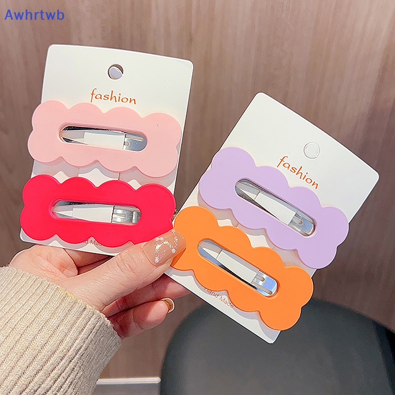 Set 2 Kẹp Tóc 8cm Màu Trơn Dễ Thương Dành Cho Nữ Mới