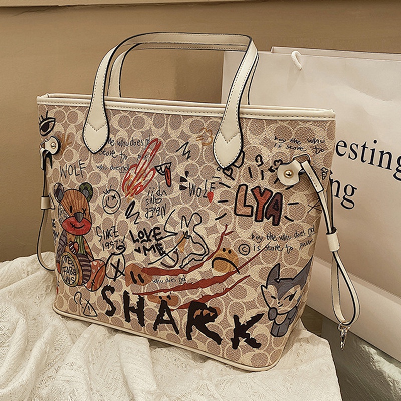 Túi tote Cỡ Lớn In Họa Tiết graffiti Dễ Phối Đồ Thời Trang Cho Nữ