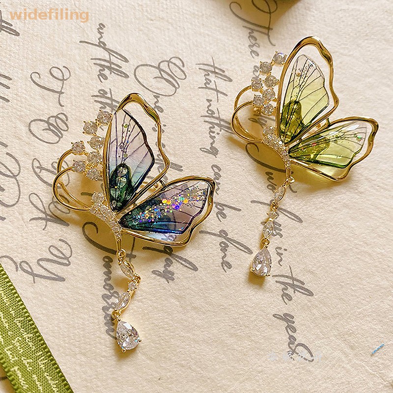 Trâm Cài Áo Hình Bươm Bướm Đính Pha Lê Trong Suốt Thời Trang Dành Cho Nữ