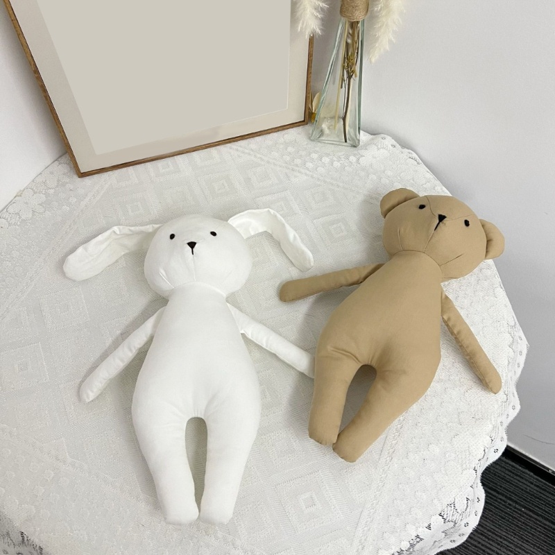 Đồ chơi nhồi bông Hình Gấu / Thỏ Bằng Cotton Mềm Mại Dễ Thương Giặt Được Cho Bé Sơ Sinh