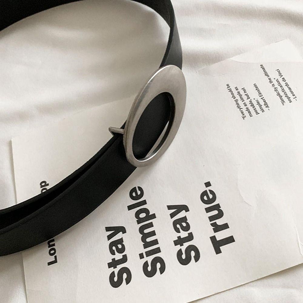 AROMA Thắt Lưng Da PU Y2K Hình Oval Phong Cách Retro Đơn Giản Cho Nữ