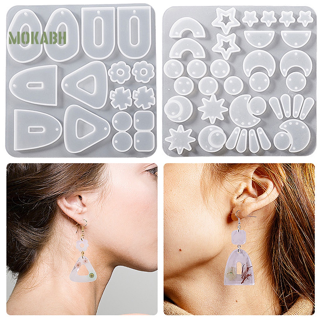 [Mới] Khuôn Làm Bông Tai Epoxy Hình Học / Ngôi Sao / Mặt Trăng Chống Dính Dễ Dàng Sử Dụng DIY