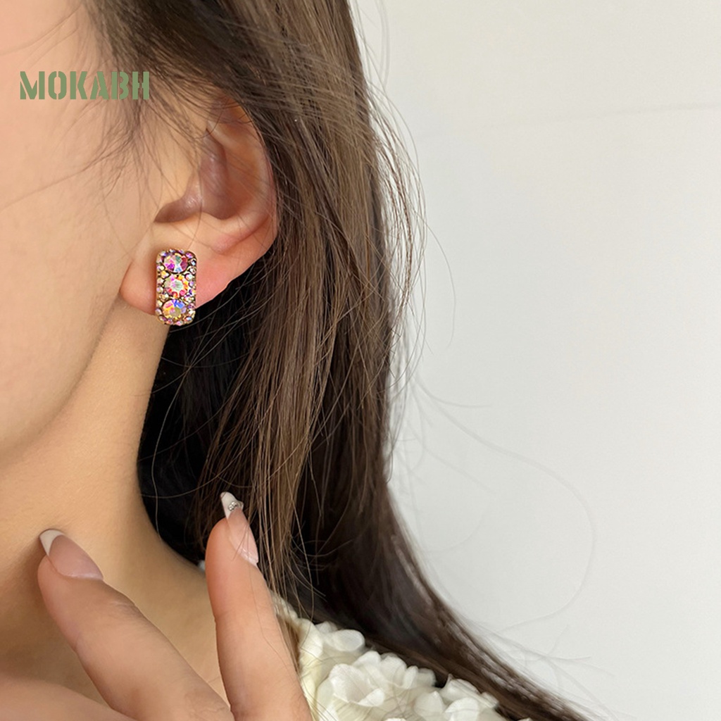 1 Đôi Bông Tai Đính Đá Zircon Sang Trọng Không Phai Màu Thời Trang Cho Nữ