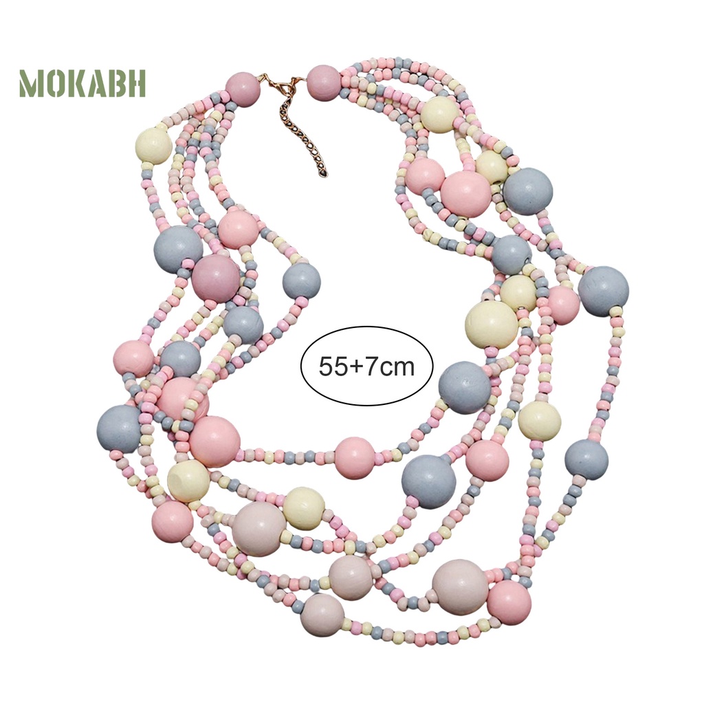 [Mới] Vòng Cổ Xỏ Hạt Gỗ Nhiều Lớp Nhiều Màu Sắc Vintage Thời Trang Dân Tộc Thích Hợp Đi Tiệc Ngày Lễ