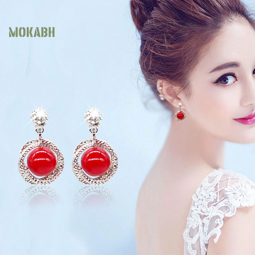 Bông Tai Tròn Đính Ngọc Trai Giả Thanh Lịch Cho Nữ