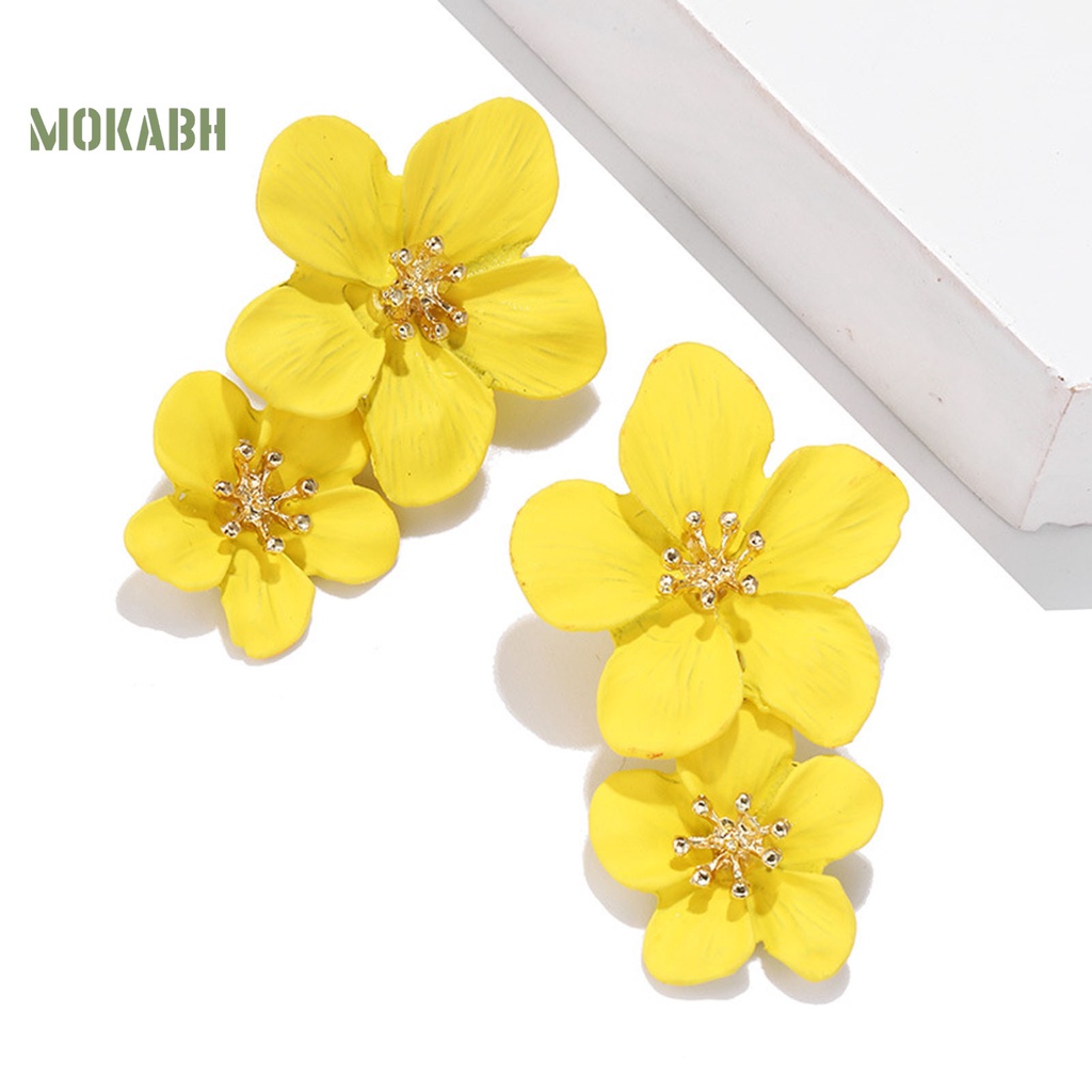 1 Đôi Bông Tai Hình Hoa Hai Lớp Không Gây Dị Ứng Thiết Kế Tinh Tế Thời Trang Dự Tiệc Cho Nữ