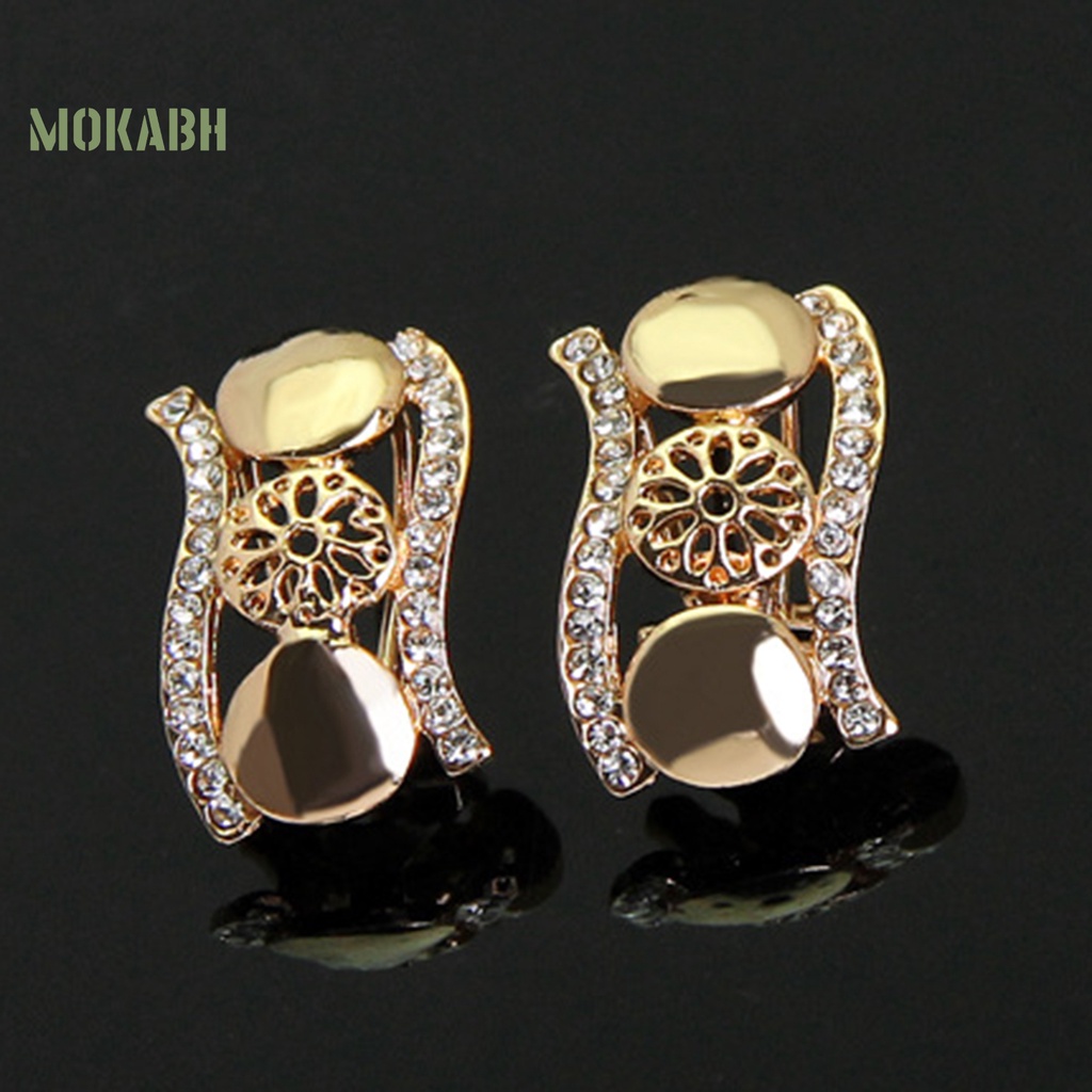 Bộ Trang Sức 4 Món Thiết Kế Hình Học Rỗng Đính Đá Thời Trang Cho Nữ