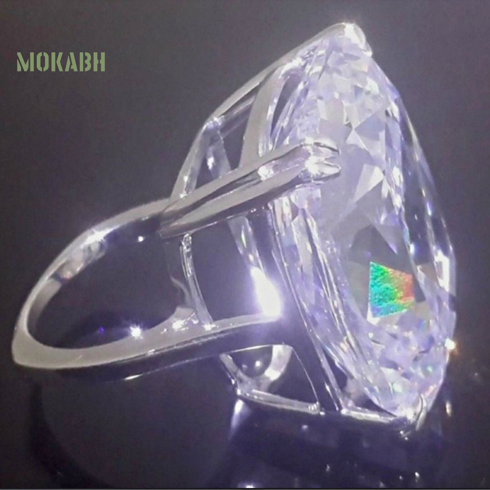 Nhẫn Đính Đá Zircon Hình Vuông Lớn Sang Trọng Cho Nữ