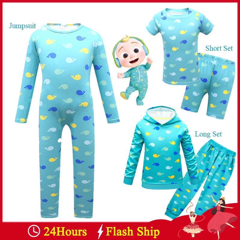 Set Đồ Ngủ 2 Món Áo Thun Phối Quần Short In Hình Anime Jojo Cocomelon Terno Dành Cho Bé Trai