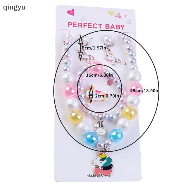 Bộ 4 Vòng Cổ Xỏ Hạt Mặt Hoạt Hình Dễ Thương Có Thể Điều Chỉnh Cho Bé Gái