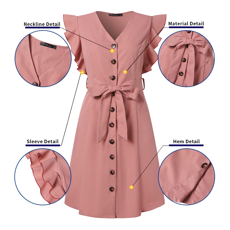 Zanzea Đầm Nữ Dài Tay Cổ Tròn Thời Trang Hàn