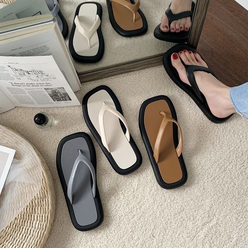 Dép Xỏ Ngón Đế Bằng Chống Trượt Thời Trang Mùa Hè Cho Nam Và Nữ Bên ngoài dép lê nữ mang giày bãi biển, giày xăng đan trong nhà, đế mềm chống trơn chữ Nhân,