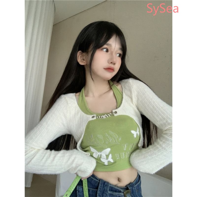 Bộ Áo Hai Dây + Áo Sơ Mi Thời Trang Mùa Hè Quyến Rũ Cho Nữ