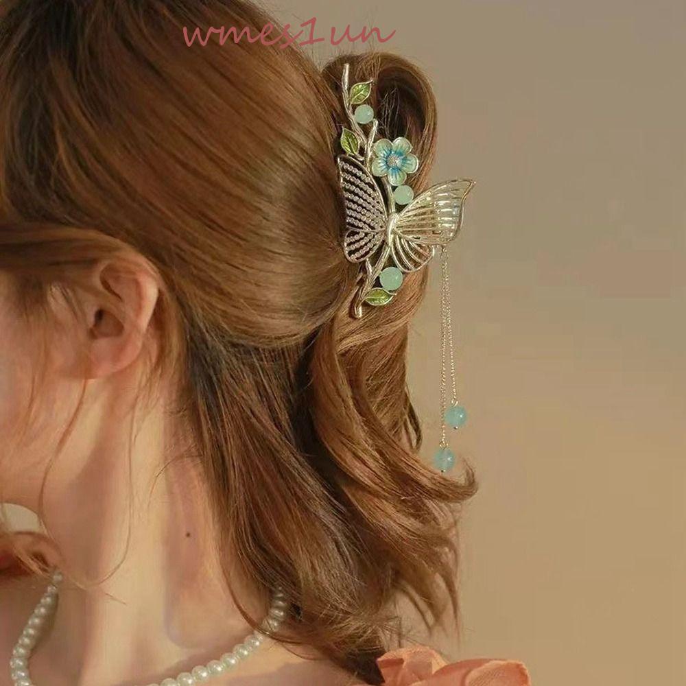 Kẹp Tóc Kim Loại Hình Học Đính Hoa Và Tua Rua Kiểu Hàn Quốc Sáng Tạo Cho Nữ WMES15H