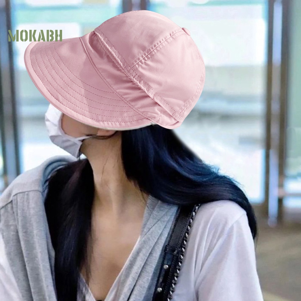 [Mok Abh] Mũ Rộng Vành Chống Nắng Mùa Hè Vải Lưới Mỏng Dây Rút Màu Trơn Có Thể Điều Chỉnh Được Thời Trang