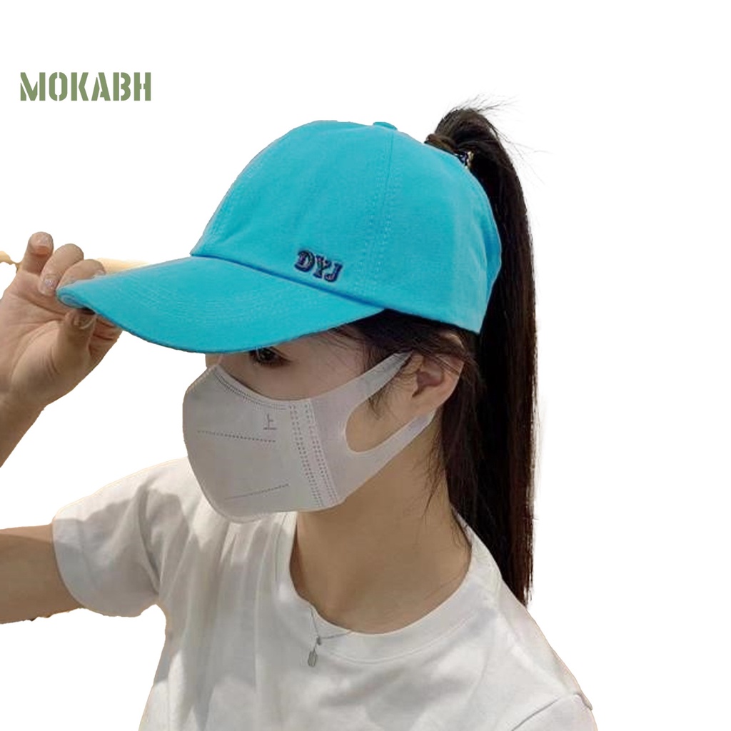 [Mok Abh] Mũ Lưỡi Trai Thể Thao Hở Chóp Thêu Chữ Che Nắng Màu Trơn Có Thể Điều Chỉnh Kích Cỡ Cho Nữ