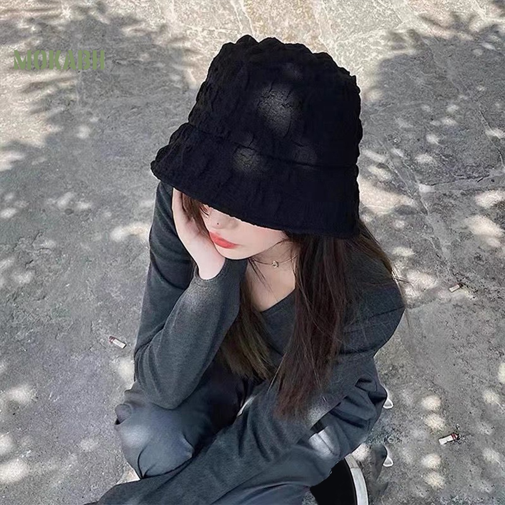 [Mok Abh] Mũ Ngư Dân Phẳng Màu Trơn Che Mặt Chống Nắng Gấp Gọn Được Trang Trí Sân Vườn Cho Nữ