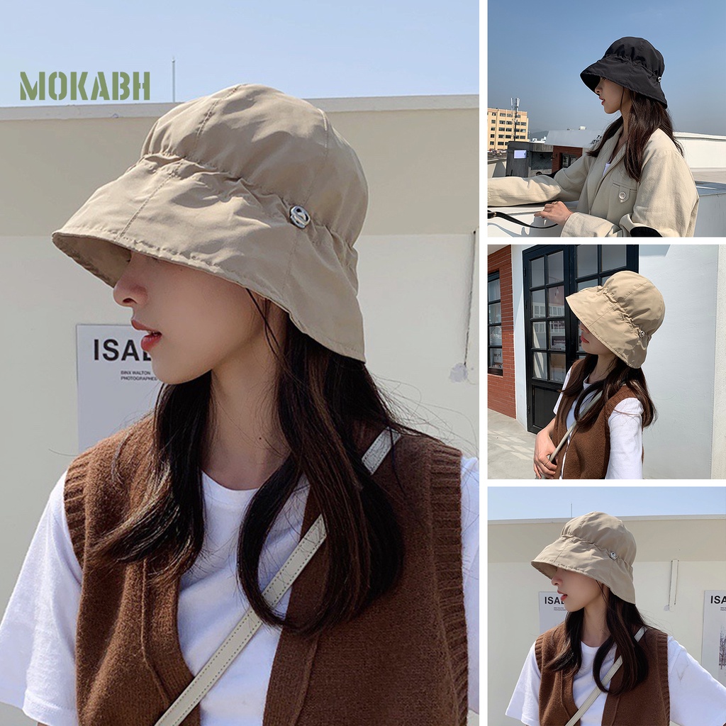 Mũ Vành Rộng Bằng Polyester Mềm Mại Chống Nắng Có Thể Điều Chỉnh Vành Có Dây Rút