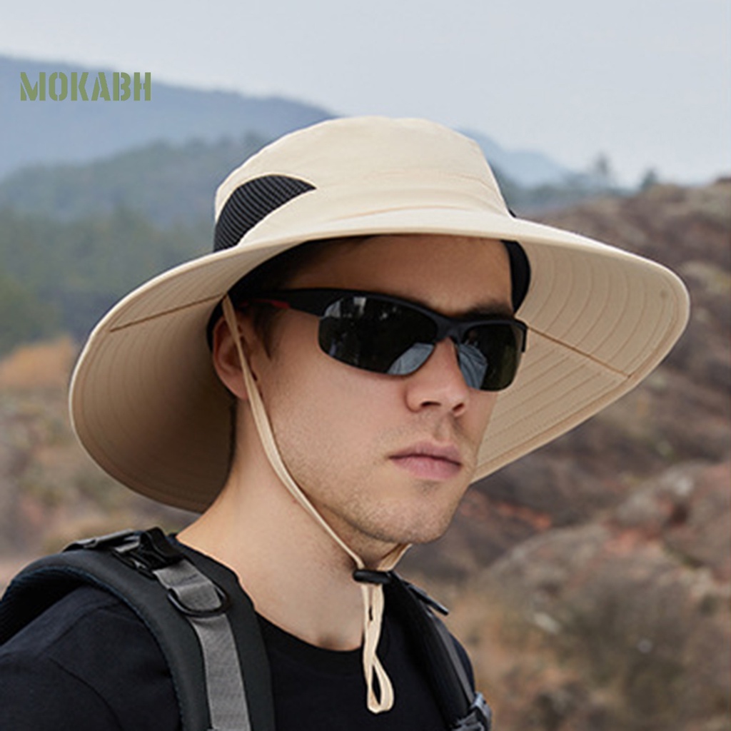 Mũ Tai Bèo Vành Rộng Có Dây Rút Chống Tia UV Chống Nắng Thoáng Khí Khô Nhanh Thời Trang Mùa Hè Cho Nam Và Nữ