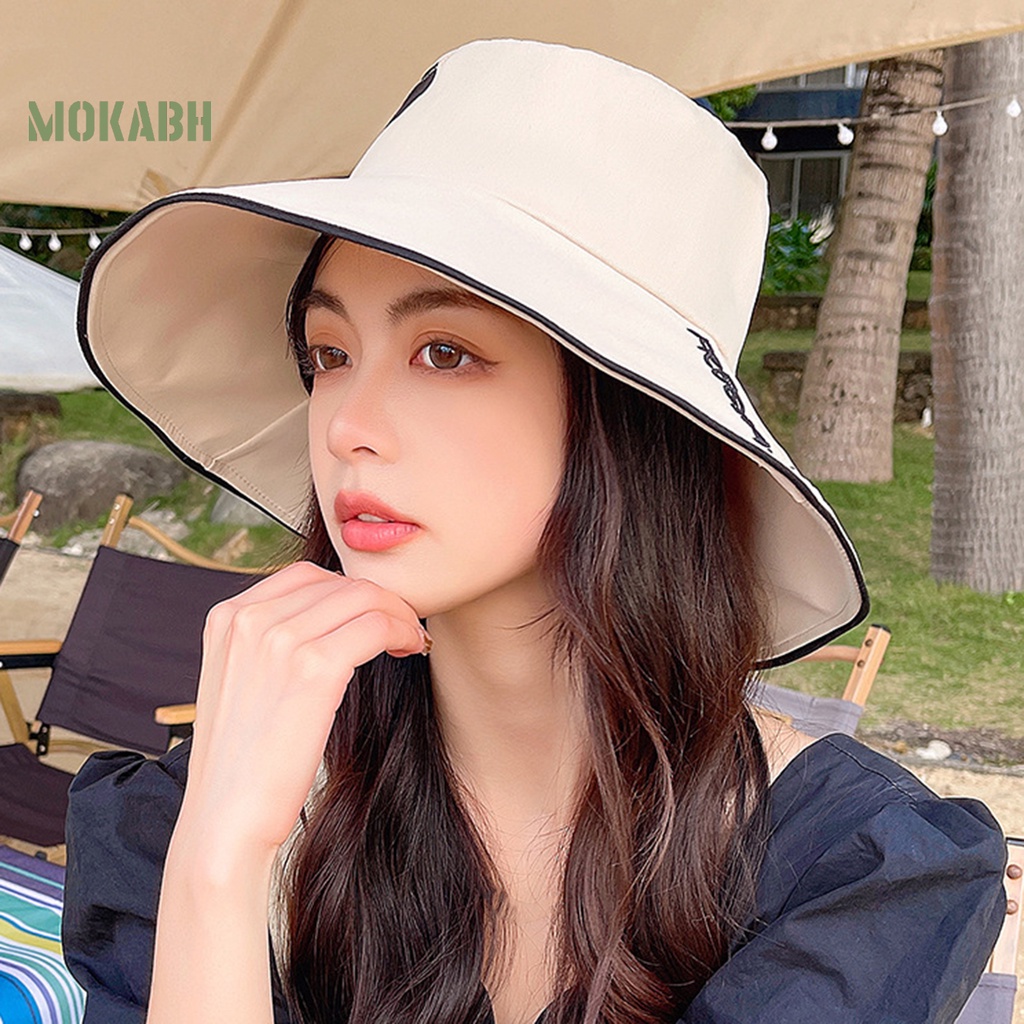 Nón Tai Bèo Hai Mặt Thoáng Khí Chống Tia UV Có Thể Gập Lại Thời Trang Đi Biển Cho Nữ