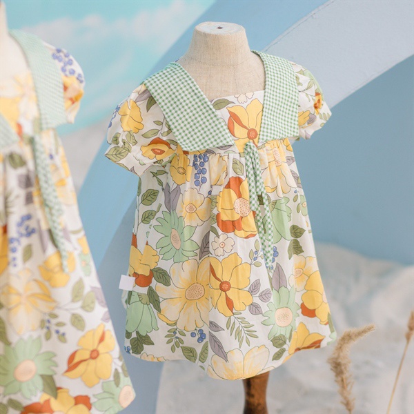 Váy babydoll 5156 phối cổ kẻ