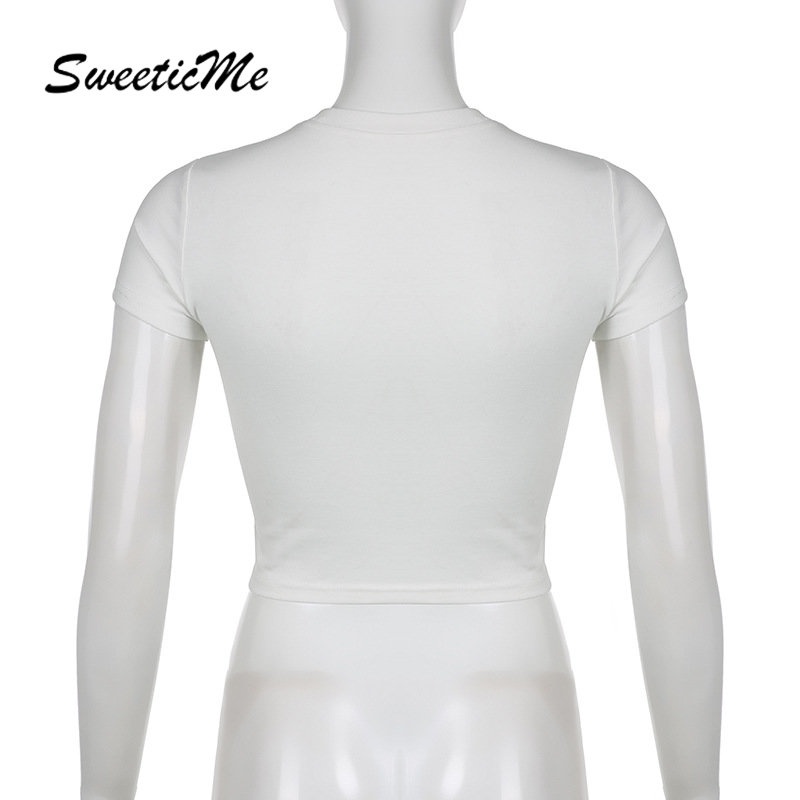 Áo Thun Crop Top Cổ Tròn Tay Ngắn In Họa Tiết Thời Trang Cho Nữ 2023