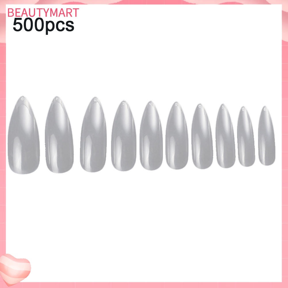 Bộ 500 Móng Tay Giả Đầu Tròn Bằng Acrylic Trong Suốt