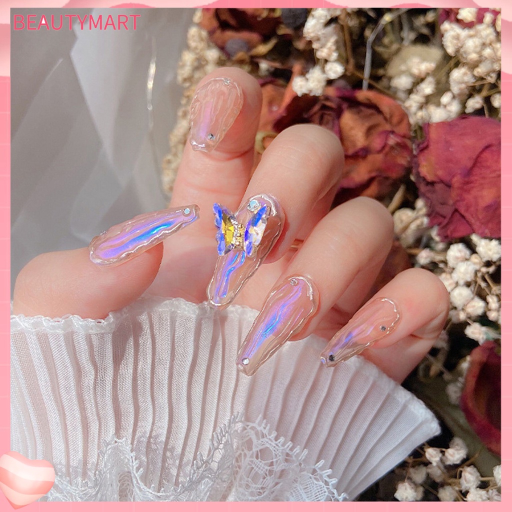 Bộ 10 Phụ Kiện Trang Trí Móng Tay Hình Bướm 3D Lấp Lánh Sang Trọng