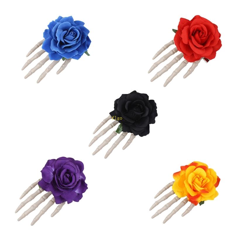 Kẹp Tóc Hình Bàn Tay Đầu Lâu Hoa Goth