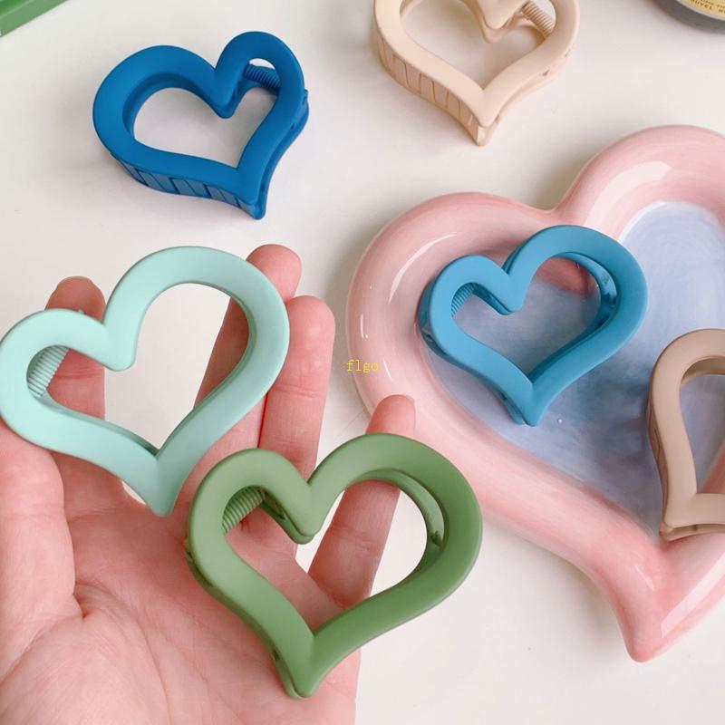Kẹp Tóc Càng Cua Hình Trái Tim Chống Trượt Màu Nhám Dày Dặn Cho Nữ