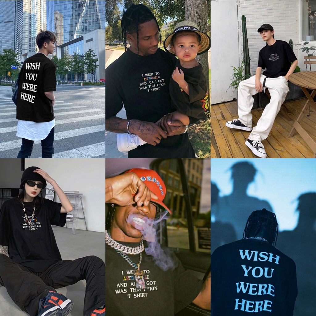 Hàng Có Sẵn Áo Thun Travis Scott Astroworld T WISH YOU Where HERE