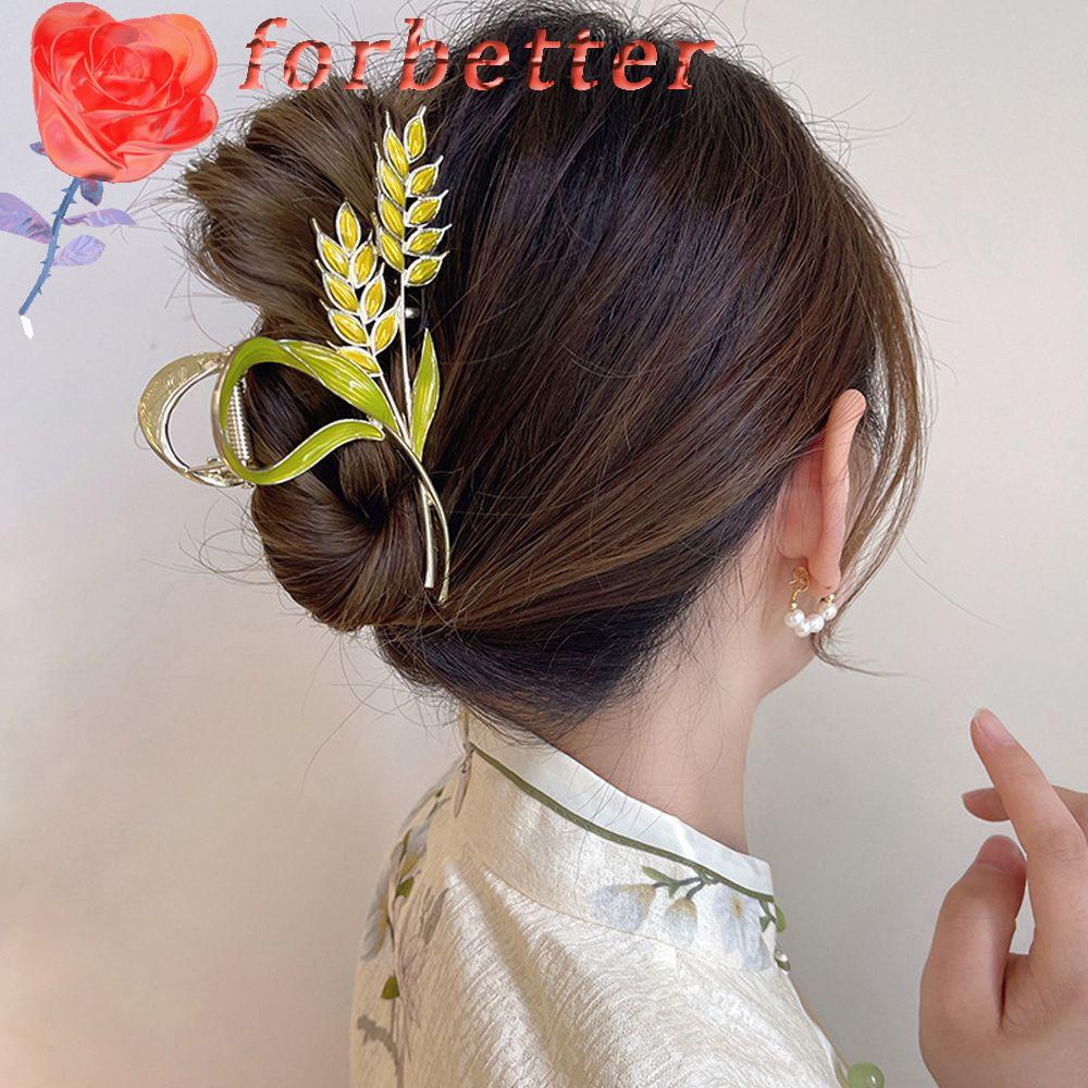 Kẹp Tóc Càng Cua Hình Lá Cá Mập Bằng Lúa Mạch Phong Cách Vintage Hợp Thời Trang Cho Nữ