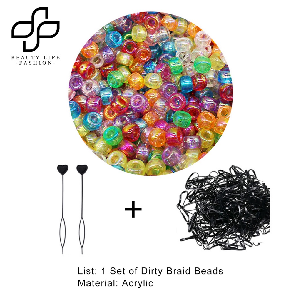 1 Bộ Hạt Xỏ Vòng Tay / Dây Thun Nhiều Màu Với Lỗ To Làm Trang Sức Nghệ Thuật