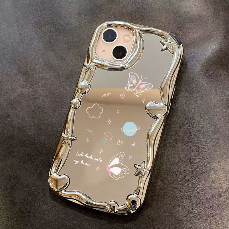 Ốp Điện Thoại Họa Tiết Bươm Bướm Và Hoa Xinh Xắn Cho Iphone14 11 / 12 / 13promax Xs / XR 8plus