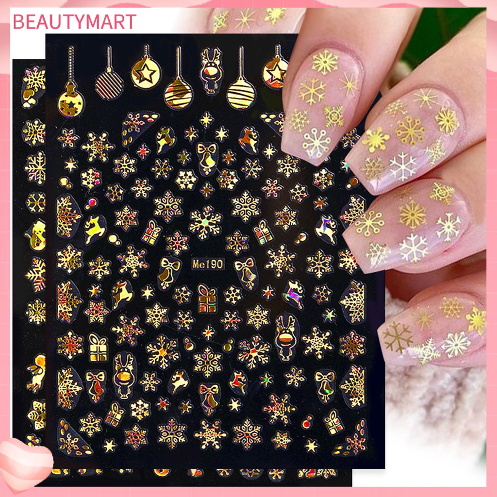 Nhãn Dán Móng Tay Tự Dính Siêu Mỏng Chủ Đề Giáng Sinh 3D DIY