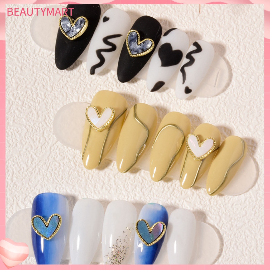 Set 10 Phụ Kiện Trang Trí Móng Tay Tạo Hiệu Ứng 3D Trái Tim Sang Trọng Cho Salon