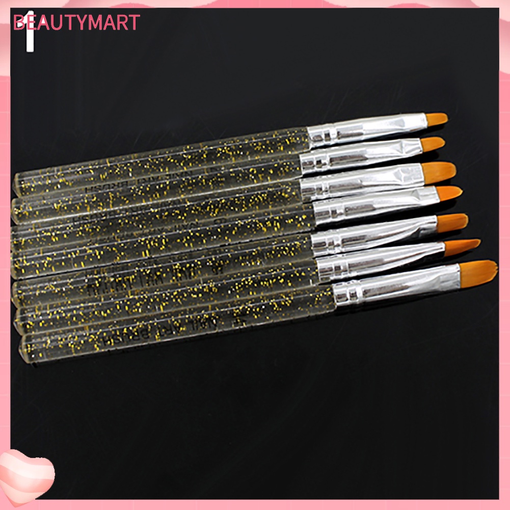 Set 7 Cọ Vẽ Móng Tay Đầu Pha Lê Giả Trong Suốt Bằng Thép Không Gỉ