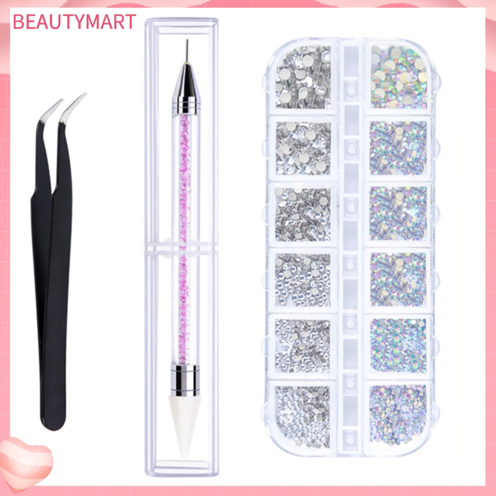 Bộ 3 Cây Bút Hai Đầu Đính Đá Trang Trí Móng Tay Nghệ Thuật